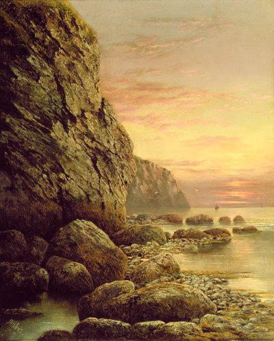 Paisaje marino con acantilado al atardecer, 1889 de J. H. Blunt