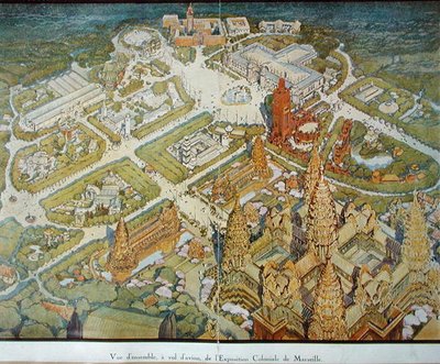 Vista de pájaro de la Exposición Internacional de Ultramar en Marsella de J. H. Lambert