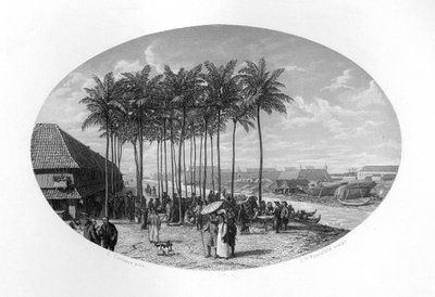 Fundación de Batavia, Java, Indias Orientales Neerlandesas, 1619, c1870 de J. H. Rennefeld