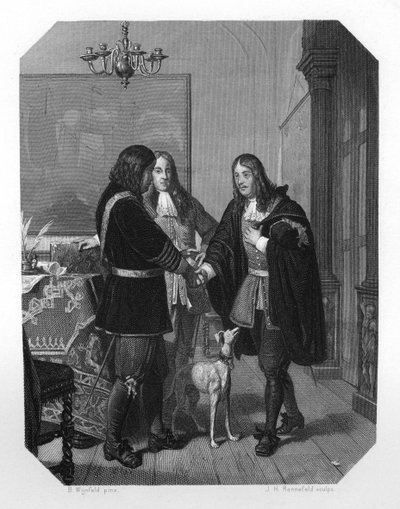 Apretón de manos entre Cornelis Tromp y Michiel de Ruyter, siglo XVII de J. H. Rennefeld