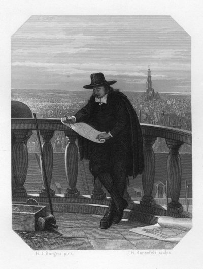 Jacob van Campen, artista y arquitecto holandés de la Edad de Oro, siglo XVII c1870 de J. H. Rennefeld