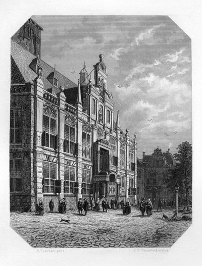 El Ayuntamiento de Delft, Países Bajos, 1620 de J. H. Rennefeld
