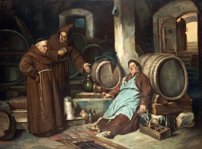 Monjes en una bodega, 1873 de J. Haier