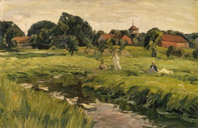 Niños junto al arroyo (óleo sobre lienzo) de J. Hansch