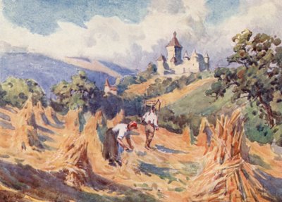 Chateau de Vufflens, sobre Lausana (litografía en color) de J. Hardwicke Lewis