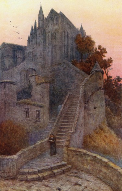 The Wonder, Mont St Michel (litografia en color) de J. Hardwicke Lewis