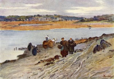 Recolección de algas en el estuario del Rance (litografia en color) de J. Hardwicke Lewis