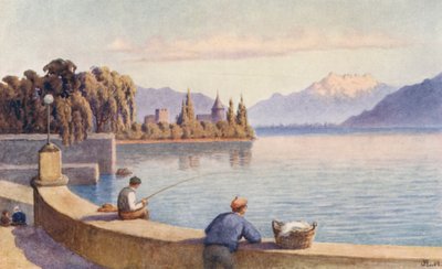 Los Dents du Midi y La Tour de "Entre deux Villes" (litografía en color) de J. Hardwicke Lewis