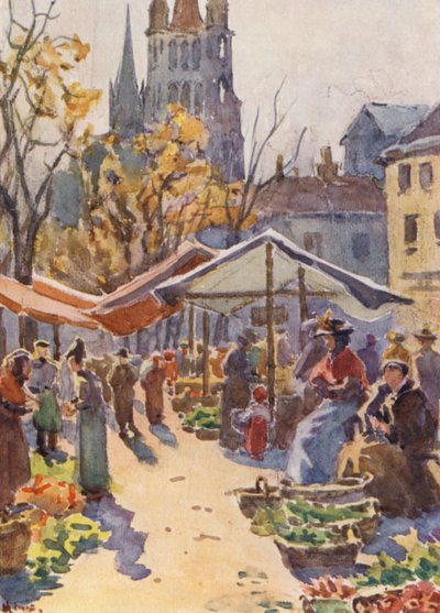 Plaza del Mercado, Lausana (litografía en color) de J. Hardwicke Lewis