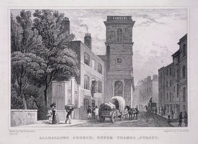 All Hallows the Great, Londres, c. 1829 de J Hinchcliff