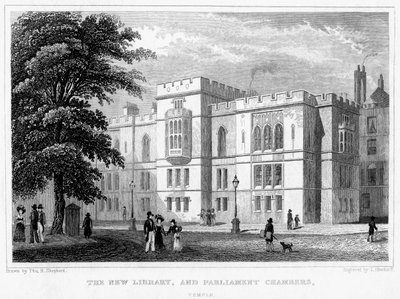 La nueva biblioteca y las cámaras del parlamento, Temple, Londres, 1829 de J Hinchcliff