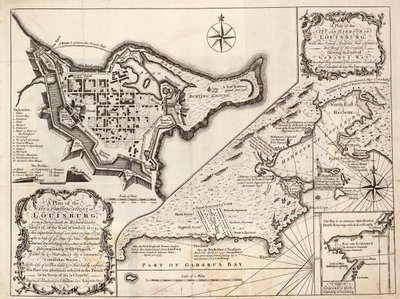 Plano de la ciudad y del puerto de Louisburg (Cabo Bretón) de J. Hinton