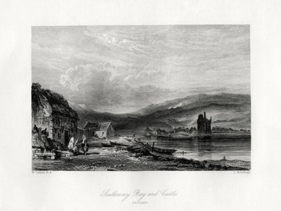Bahía de Scalloway y castillo, Zetland, siglo XIX de J. Horsburgh