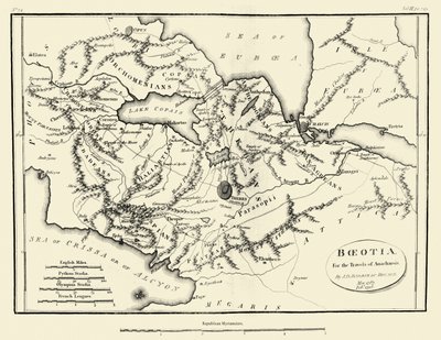 Mapa de la Antigua Beocia de J. J. Barthélemy