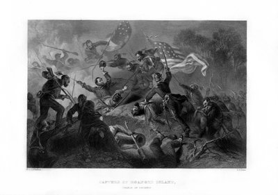 Carga de los zuavos, captura de la isla Roanoke, Carolina del Norte, 1862-1867 de J. J. Crew