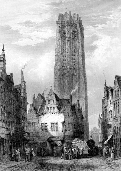 Catedral de Malinas Mechelen, Amberes, Bélgica, siglo XIX de J. J. Crew