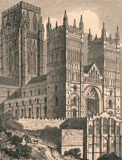 Vista noroeste de la Catedral de Durham, c. 1843 de J. Jackson