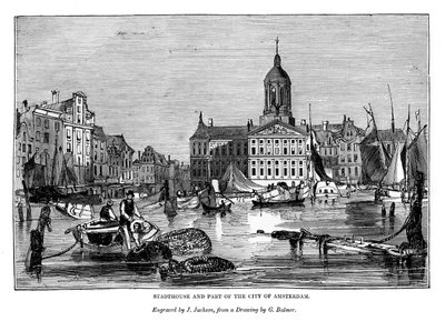 Ayuntamiento y parte de la ciudad de Ámsterdam, 1843 de J. Jackson