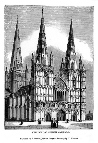 Frente Oeste de la Catedral de Lichfield, 1843 de J. Jackson