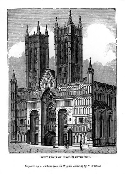 Frente oeste de la Catedral de Lincoln, 1843 de J. Jackson