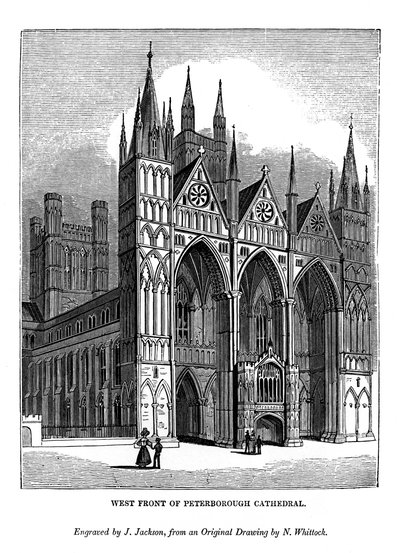 Fachada oeste de la Catedral de Peterborough, 1843 de J. Jackson
