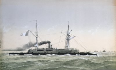 Buque guardacostas acorazado de la Marina Francesa Le Rochambeau, c. 1870 de J. Koerner
