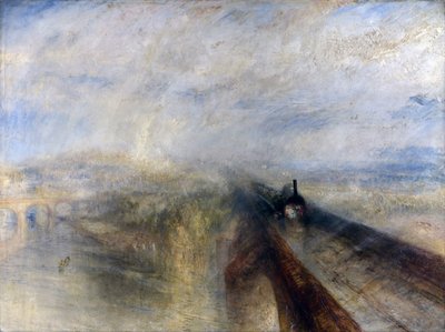 Rain, Steam and Speed - The Great Western Railway; el cuadro representa una de las primeras locomotoras del Great Western Railway cruzando el río Támesis por el recién terminado puente ferroviario de Maidenhead de Brunel.El cuadro también tiene el mérito d de Joseph Mallord William Turner