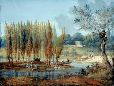 Vista de la tumba del filósofo suizo Jean Jacques Rousseau (1712-1778) en Ermenonville (Oise) Pintura de J. Moreth (siglo XVIII) París museo Carnavalet de J. Moreth