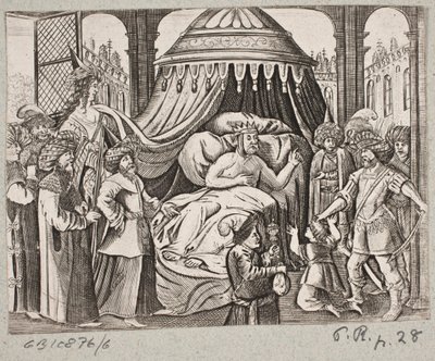 Ilustración de Adam Olearius, “Persianischer Rosenthal von einem Sinnreichen Poeten Schich Saadi […]”, Schleswig 1660 de J. Muller