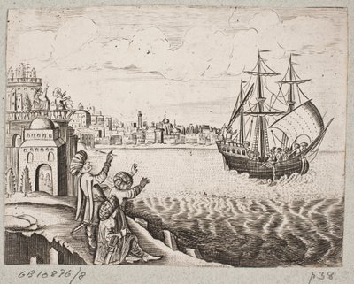 Ilustración para Adam Olearius, "Persianischer Rosenthal von einem Sinnreichen Poeten Schich Saadi [...]", Schleswig 1660 de J. Muller