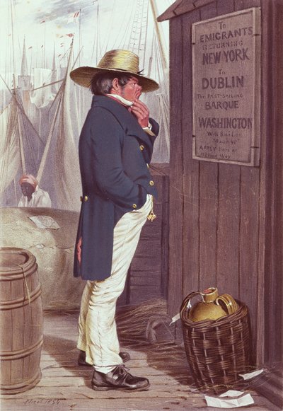 De vuelta a casa, El muelle de Nueva York, grabado por T.H. Maguire, 1854 de J Nicol