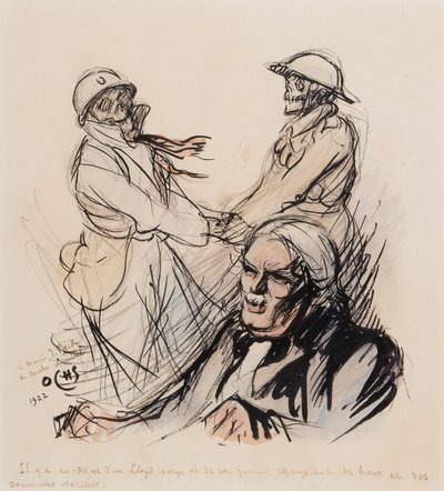 Lloyd George todavía jugando les lieus et les souvenirs serieux de la Primera Guerra Mundial en 1922, 1922 (pluma, pincel, tinta y acuarela sobre papel) de J. Ochs