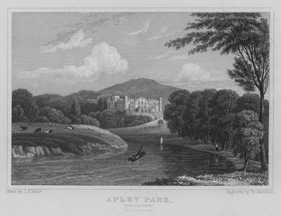 Apley Park, Vista General, Shropshire (grabado) de John Preston Neale