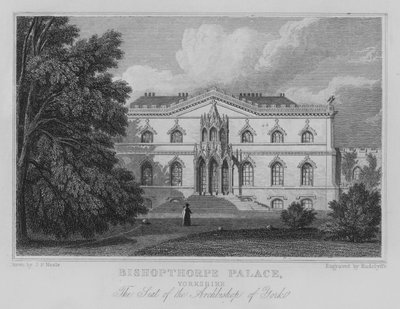 Palacio de Bishopthorpe, Yorkshire, La Residencia del Arzobispo de York (grabado) de John Preston Neale