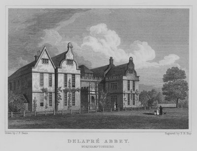 Abadía de Delapre, Northamptonshire (grabado) de John Preston Neale