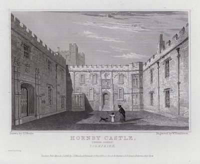 Castillo de Hornby, patio interior, Yorkshire (grabado) de John Preston Neale