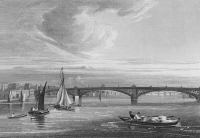 Nuevo puente de hierro, sobre el Támesis desde Queen Street (grabado) de John Preston Neale