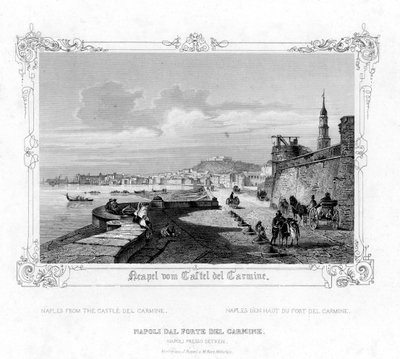 Nápoles desde el Castillo Carmine, Italia, siglo XIX de J. Poppel