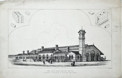 Nueva estación en Dovor (sic). Ferrocarril de Londres, Chatham y Dovor. 1860 (aguafuerte sobre papel) de J. R. Jobbins