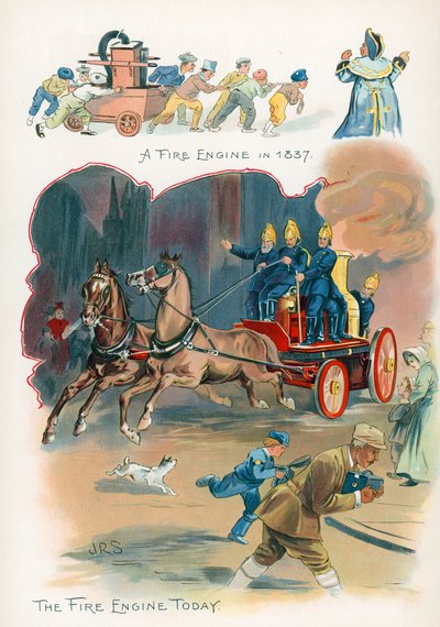 Carros de bomberos, antes y ahora de J. R. Sinclair