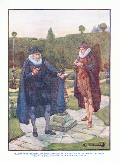 Bacon generalmente estaba acompañado por un caballero de su casa, de Literatura Inglesa pub. por T C & EC Jack, c.1920 de J. R. Skelton