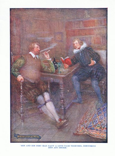 Ben y su anfitrión tuvieron muchas largas conversaciones, discutiendo sobre hombres y libros, de Literatura Inglesa pub. por T C & EC Jack, c.1920 de J. R. Skelton