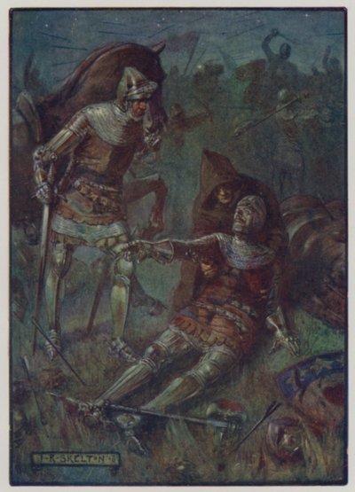 Muerte de James, 2º Conde de Douglas, luchando contra los ingleses en la Batalla de Otterburn, 1388 de J. R. Skelton