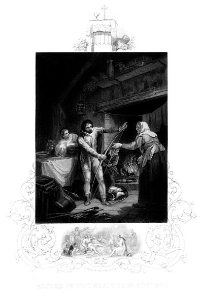 Alfredo el Grande en la cabaña del pastor, siglo IX d.C., 1880 de J. Rogers