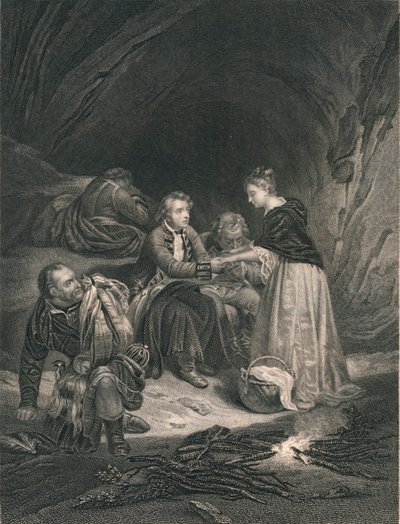 Chas. Edward El Pretendiente y Flora Macdonald, mediados del siglo XIX de J. Rogers