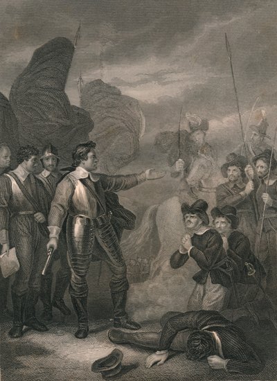 Cromwell Suprimiendo el Motín en el Ejército, c1640s, mediados del siglo XIX de J. Rogers