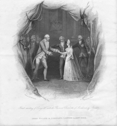 Primer encuentro de Jorge III con la Princesa Carlota, 1761, mediados del siglo XIX de J. Rogers