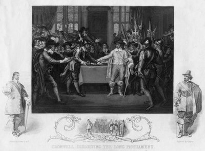 Oliver Cromwell 1599-1654 disolviendo el Parlamento Largo, siglo XIX de J. Rogers