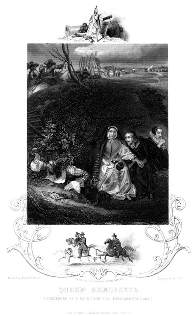 La reina Henrietta 1609-1669 protegida por un banco de los parlamentarios, siglo XIX de J. Rogers