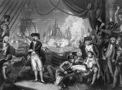 Escena en la cubierta del Queen Charlotte, 1 de junio de 1794, c1857 de J. Rogers